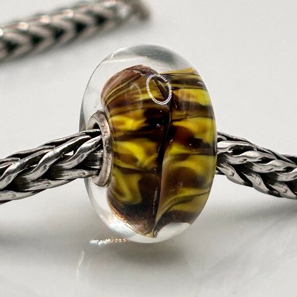 TROLLBEADS Brown & Yellow Tiger’s Tail Unique 925S NEW! Rare Find - Picture 8 of 10